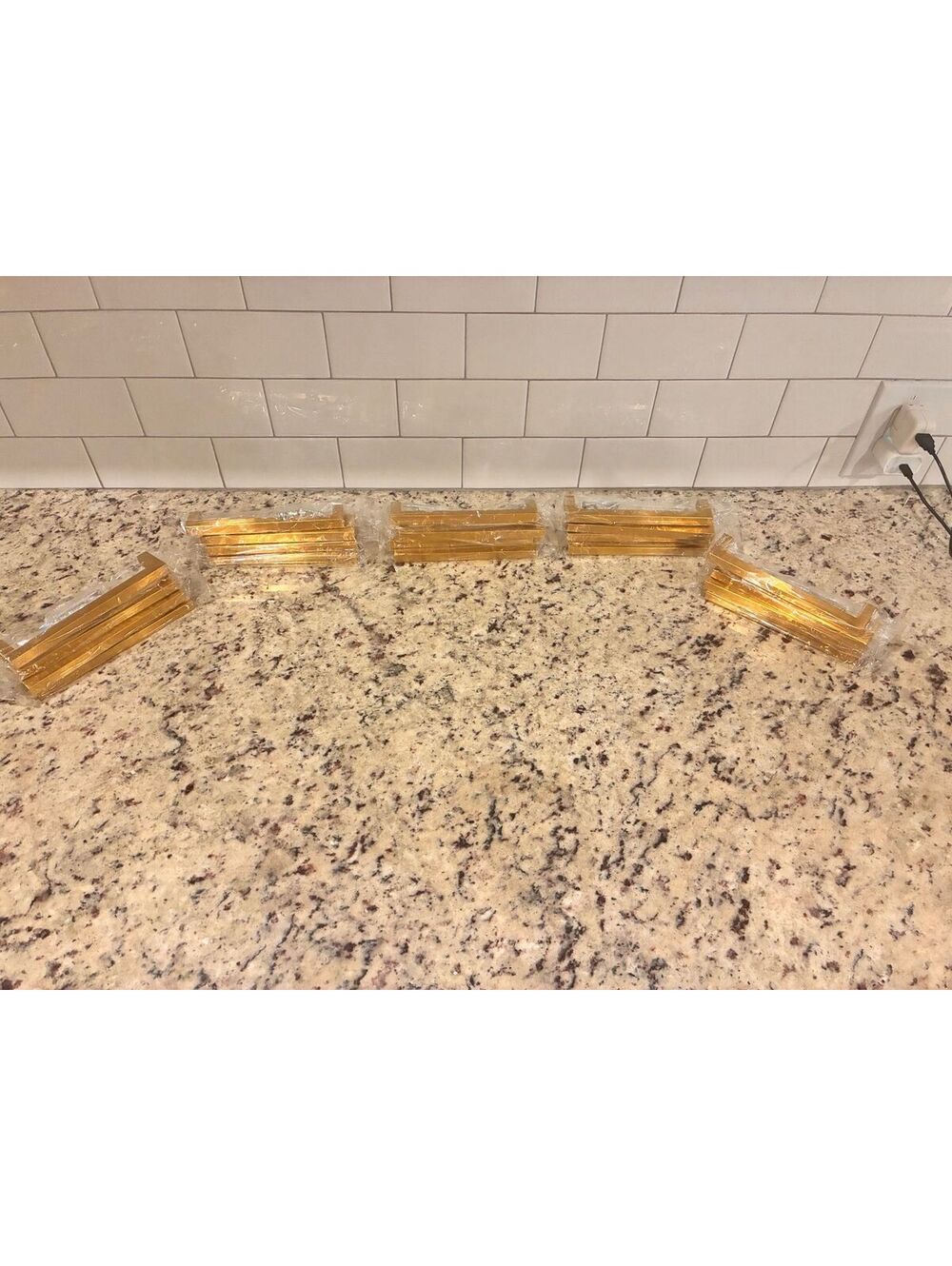 Set of 32 Gold Tone/Brushed Brass Cabinet/Drawer Pull Handles